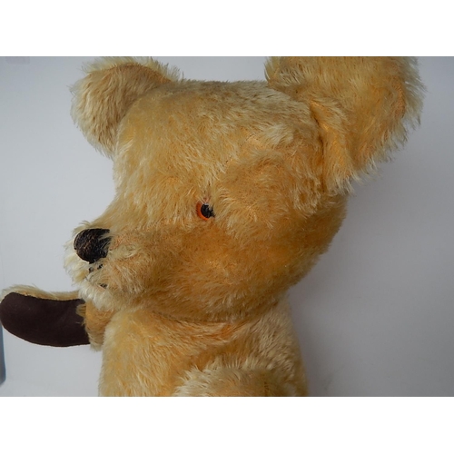 728 - IN NEED OF NEW HOME: 1960's Plush Jointed Teddy Bear with Replacement Pads: Height 72cm