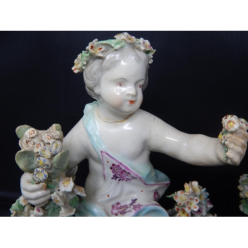 730 - Pair of Late C18th, Early C19th Figures of Cherubs with Garlands of Flowers: Some Losses: Each Measu... 