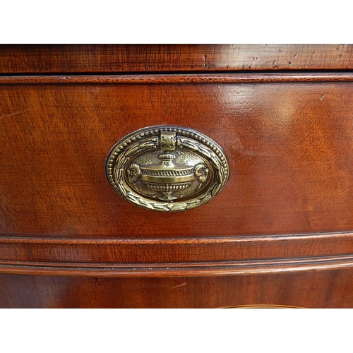 741 - George III Bow Fronted Cabinet with Reeded Top, Upper Drawer with Ringed Brass Handles & Two Door Cu... 