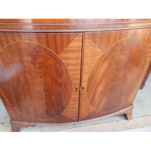 741 - George III Bow Fronted Cabinet with Reeded Top, Upper Drawer with Ringed Brass Handles & Two Door Cu... 