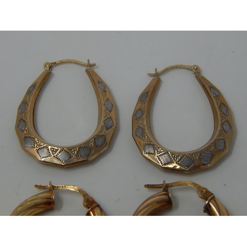 143 - 2 x Pairs of 9ct Gold hoop earrings 5530