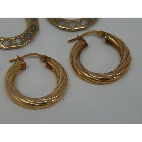 143 - 2 x Pairs of 9ct Gold hoop earrings 5530