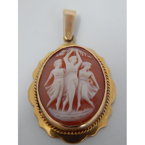 146 - 2 x vintage 9ct Gold cameo brooches: 8987