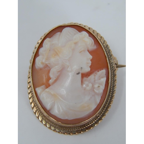 152 - 9ct gold vintage cameo pendant and brooch: 9694