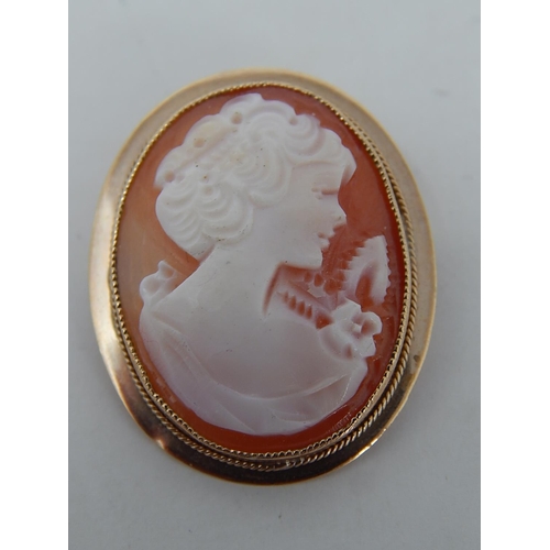 153 - 2 x Vintage 9ct cameo brooches: 5179