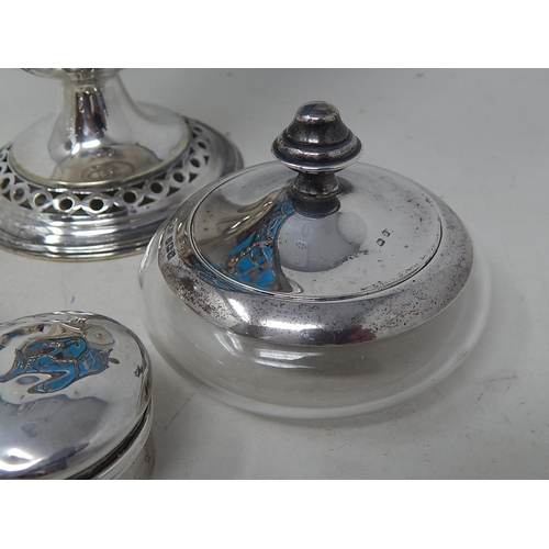 162 - Quantity of Hallmarked Silver & Silver Mounted Items Including a Perfume Bottle, Lidded Powder Jar, ... 