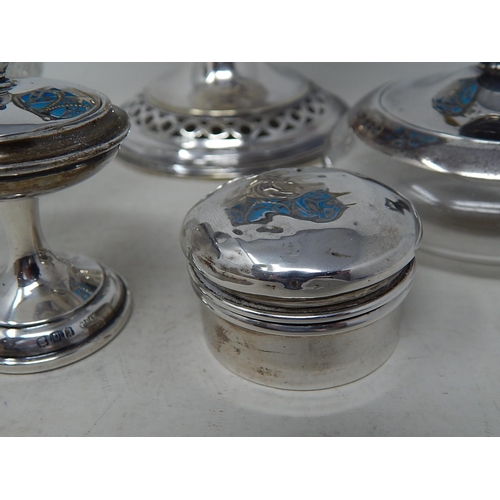 162 - Quantity of Hallmarked Silver & Silver Mounted Items Including a Perfume Bottle, Lidded Powder Jar, ... 