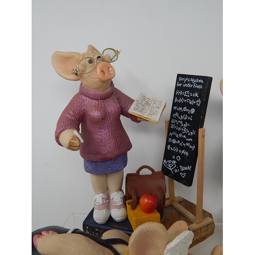 636 - David Corbridge Hand Made Figures of Comical Pigs: Tallest 18.5cm (10)