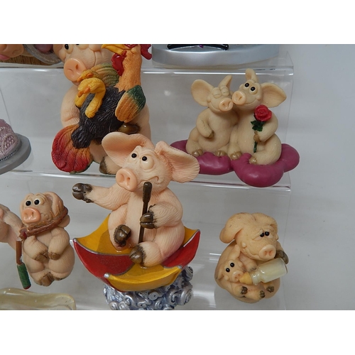 636 - David Corbridge Hand Made Figures of Comical Pigs: Tallest 18.5cm (10)