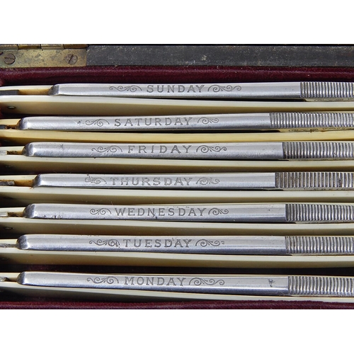 547 - Set of 7 Vintage Cut Throat Razors Engraved Monday - Sunday by A.J Jordan, Sheffield, in Original Fi... 