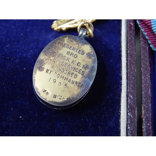 554 - Wooden Case Containing a Quantity of Masonic & Buffaloes Regalia, Jewels (4x Hallmarked Silver), Boo... 