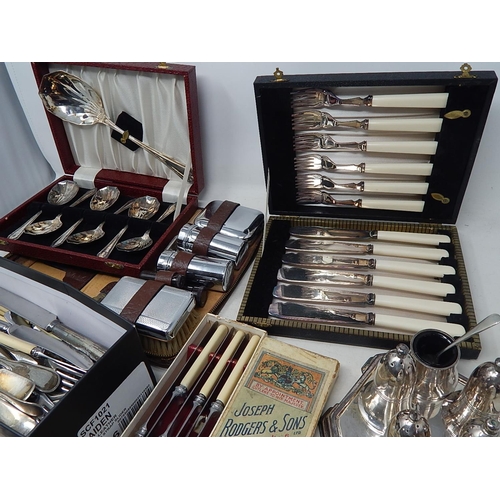 556 - Quantity of Flatware Including Some Cased Sets, Cruet Set etc together with further items