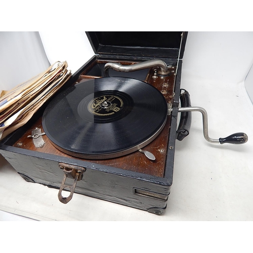 560 - H.M.V Wind Up Gramophone (Working) together with a selection of 78rpm records.