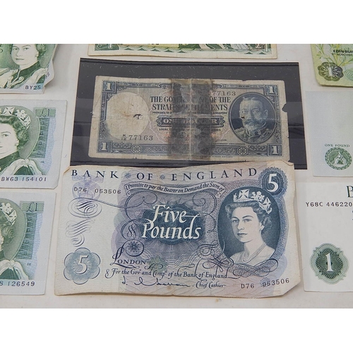 909 - Straits Settlements King Edward VII One Dollar banknote, rare; selection of GB Banknotes to include ... 