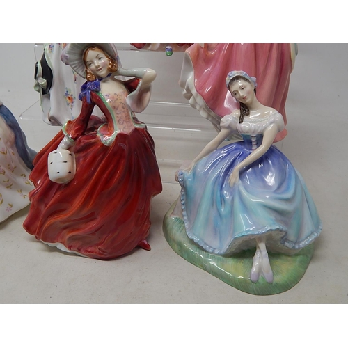 644 - Royal Doulton Figures: Alison, Autumn Breezes, Fair Lady, Giselle, Carolyn, Christmas Morn, Innocenc... 