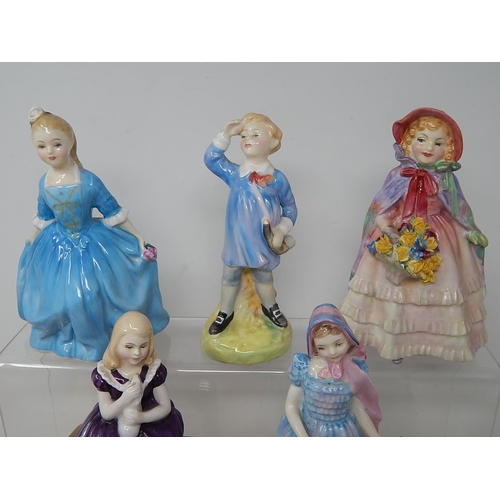 646 - Royal Doulton Figures: Granny's Shawl, Affection, Rose, Penny, Wendy, Little Boy Blue, A Child From ... 