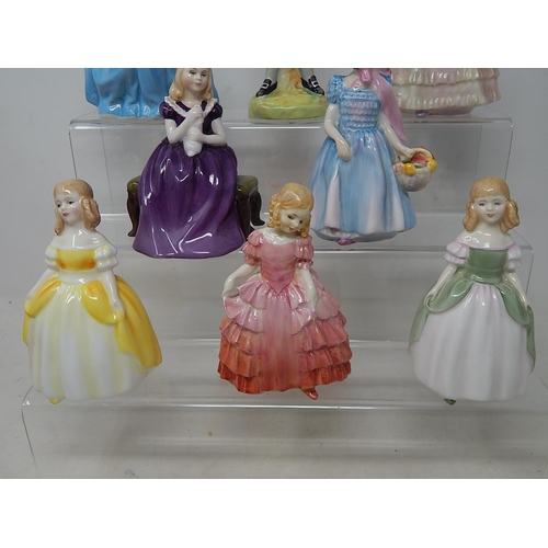 646 - Royal Doulton Figures: Granny's Shawl, Affection, Rose, Penny, Wendy, Little Boy Blue, A Child From ... 