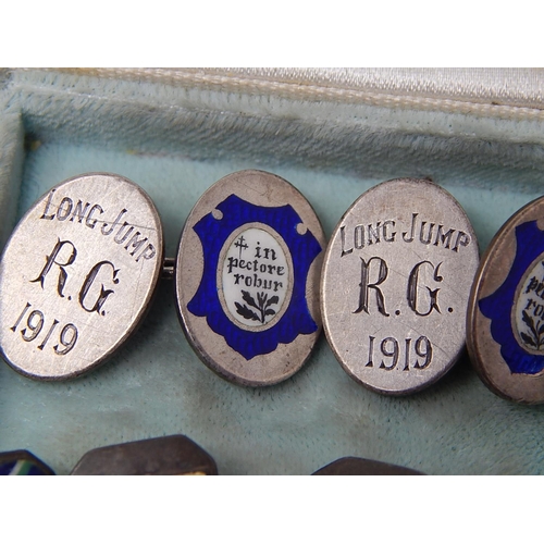 184 - Two Pairs of Antique Hallmarked Silver & Enamel Gentleman's Cufflinks