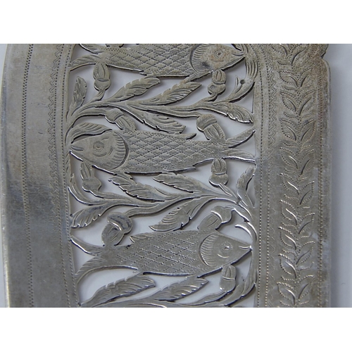 186 - Victorian Silver Fish Server with Pierced Blade Depicting Fish: Hallmarked London 1843 by Richard Br... 