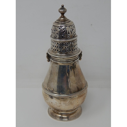 188 - C17th/C18th Large Britannia Silver Sugar Caster: Partial Makers Mark of John Ruslen 1697-1707 (Marks... 