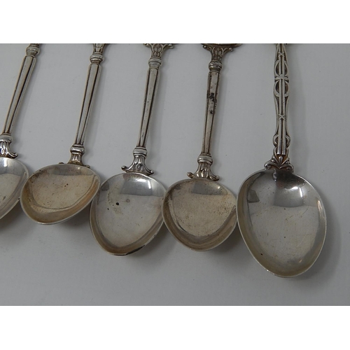 195 - Quantity of Hallmarked Silver & Enamel Spoons: Various Dates & Makers: Gross weight 194g