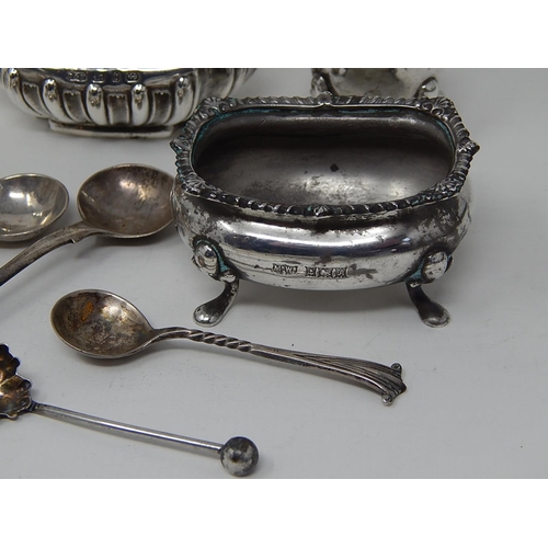 197 - Quantity of Hallmarked Silver Cruet Items Comprising Salts, Peppers, Mustard & Spoons: Various Dates... 