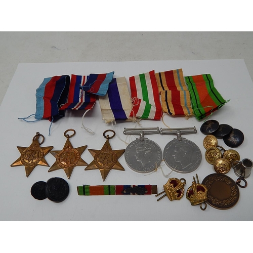 576 - WWII Medals & Ribbons Including 1939-45 Star, Italy & Africa Stars, Defence Medal, Bar with Oak Leav... 