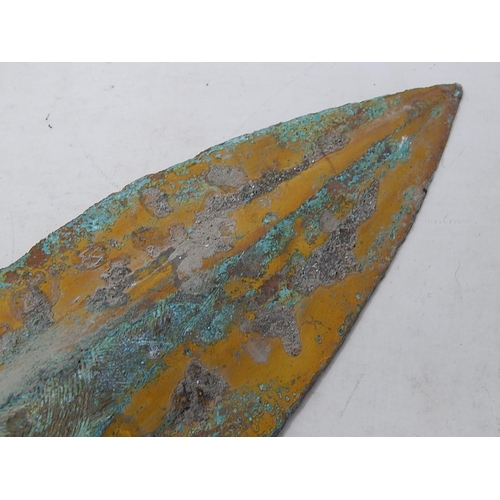 583 - Ancient Chinese Spear Head: Measures 33.5cm. PROVENANCE: From The Henk Huffener Collection.