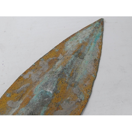 583 - Ancient Chinese Spear Head: Measures 33.5cm. PROVENANCE: From The Henk Huffener Collection.