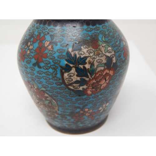 594 - Antique Cloisonne Vase: Measures 8cm high.