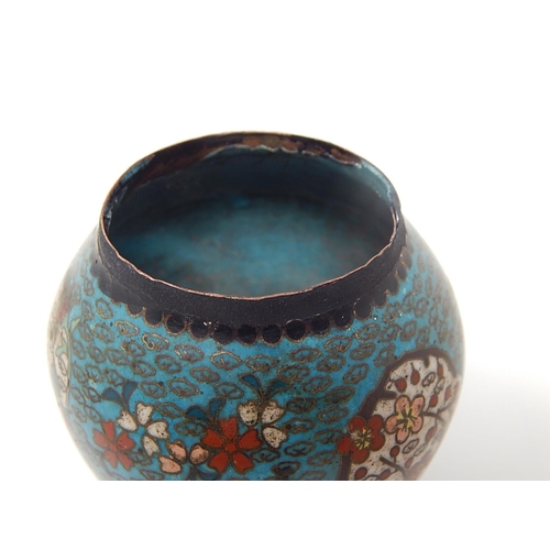 594 - Antique Cloisonne Vase: Measures 8cm high.