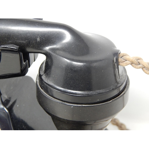 596 - Vintage G.P.O Black Bakelite Telephone with Lower Drawer: Converted for Current Use.