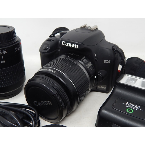 753 - Canon EOS 1000 Camera Complete with Accessories Including: Lenses, Flash, Batteries, Charger, Leads ... 