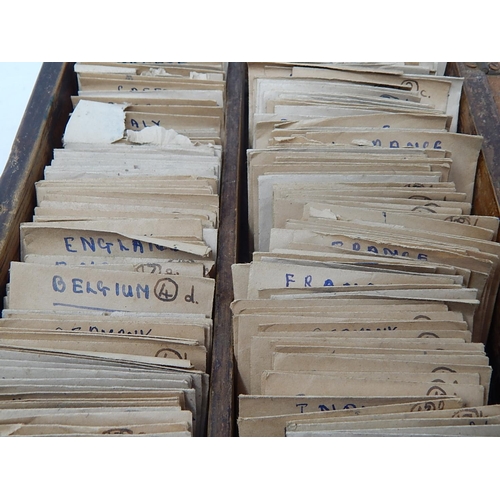 983 - Old Collection of GB & World Coinage: All Identified in Brown Envelopes within wooden case.