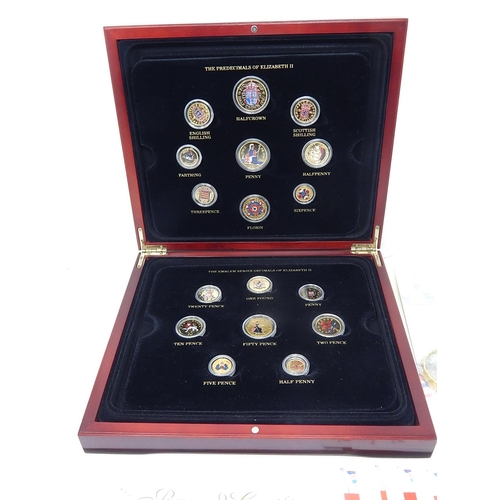 991 - The Changing Face of Britain's Coinage Golden Edition: Enamelled in Case of Issue with COA's, Gloves... 