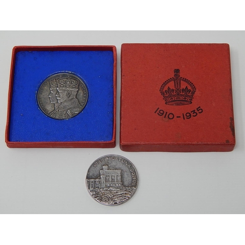 997 - Two 1935 Silver Jubilee Medallions (One Boxed) 925 Silver