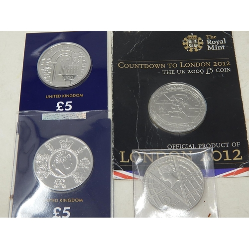 999 - Quantity of Five Pound Coin Packs Including 60th Anniversary Coronation, Countdown to 2012, Tower of... 