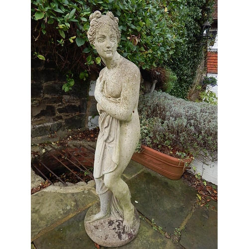 756 - Life Size Garden Statue of a Classical Bare Breasted Young Lady: Measuring 74