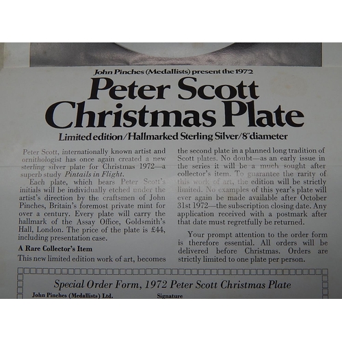 249 - The Peter Scott Silver Christmas Plate Hallmarked London 1972 by John Pinches: Measures 20cm diamete... 