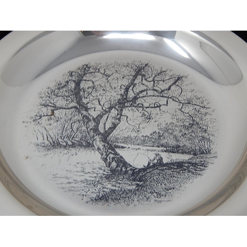 251 - Along The Brandywise Silver Plate by James Wyeth: Hallmarked London 1972: Measures 20cm diameter in ... 