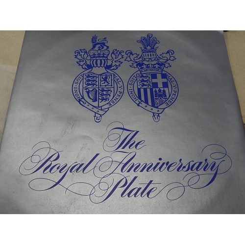 252 - The Royal Anniversary Silver Plate: Hallmarked London 1972 by John Pinches: Measures 25cm diameter: ... 