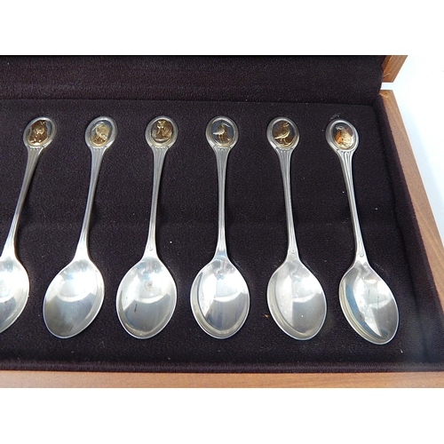 257 - The RSPB Spoon Collection Comprising 12 Spoons Hallmarked London 1976 by John Pinches in Wooden Case... 