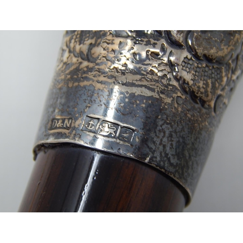 276 - Quality Gentleman's Hallmarked Silver Topped Walking Cane with Coromandel Wood Shaft: Measuring 92cm