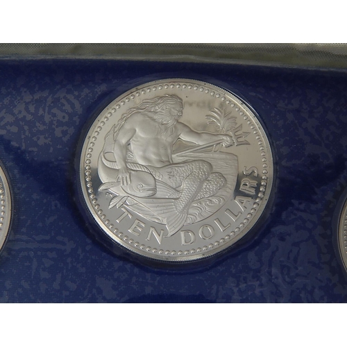 801 - Canada 1981 Proof Set Inc Silver Dollar, Barbados 1973 Proof Set Inc Silver Ten Dollar and Five Doll... 