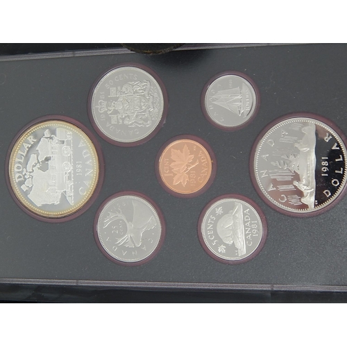 801 - Canada 1981 Proof Set Inc Silver Dollar, Barbados 1973 Proof Set Inc Silver Ten Dollar and Five Doll... 