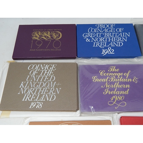 815 - Collection of Royal Mint Proof Sets 1970, 1973, 1974, 1976, 1978, 1980, 1981, 1982, all housed in or... 