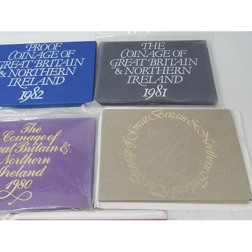 815 - Collection of Royal Mint Proof Sets 1970, 1973, 1974, 1976, 1978, 1980, 1981, 1982, all housed in or... 