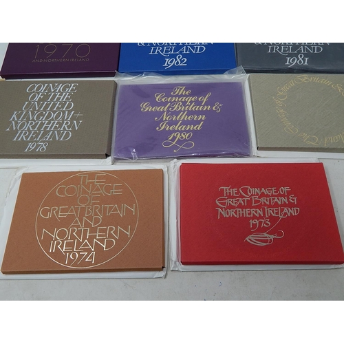 815 - Collection of Royal Mint Proof Sets 1970, 1973, 1974, 1976, 1978, 1980, 1981, 1982, all housed in or... 