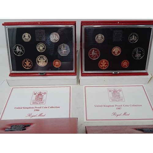 817 - UK Proof Sets 1986, 1987, 1989 and 1990 the 1989 containing the scarce Bill and Claim of Rights £2 c... 