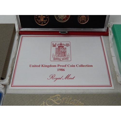 820 - UK Proof Set 1974, 1975, 1976, 1977, 1978, 1986 all about as struck and housed in original Royal Min... 